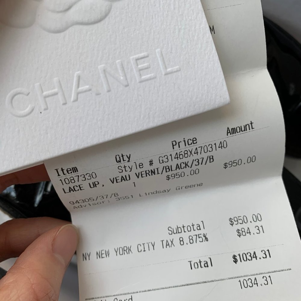 CHANEL Black Patent Leather Lace-Up Block Heel Boots - Picture 8 of 9